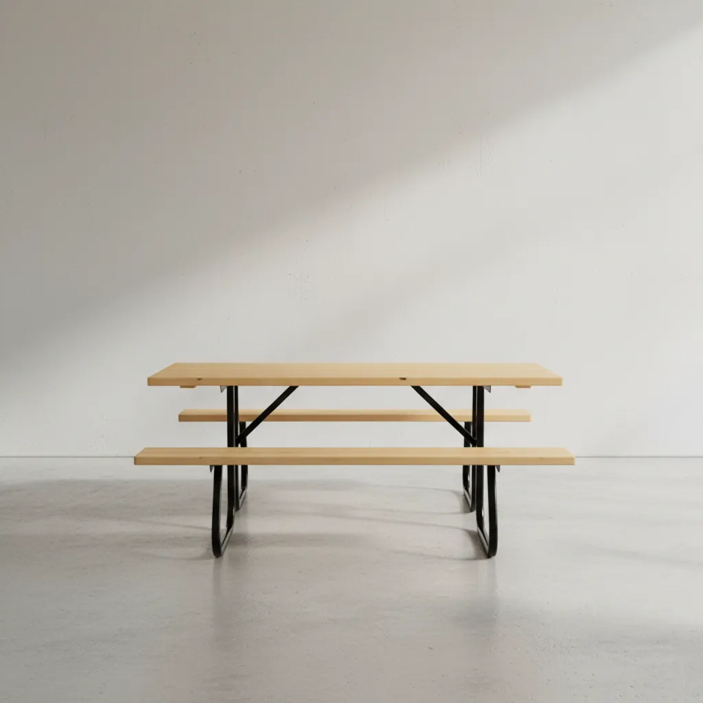 penwood furniture cedar steel frame picnic bench face on horizontal