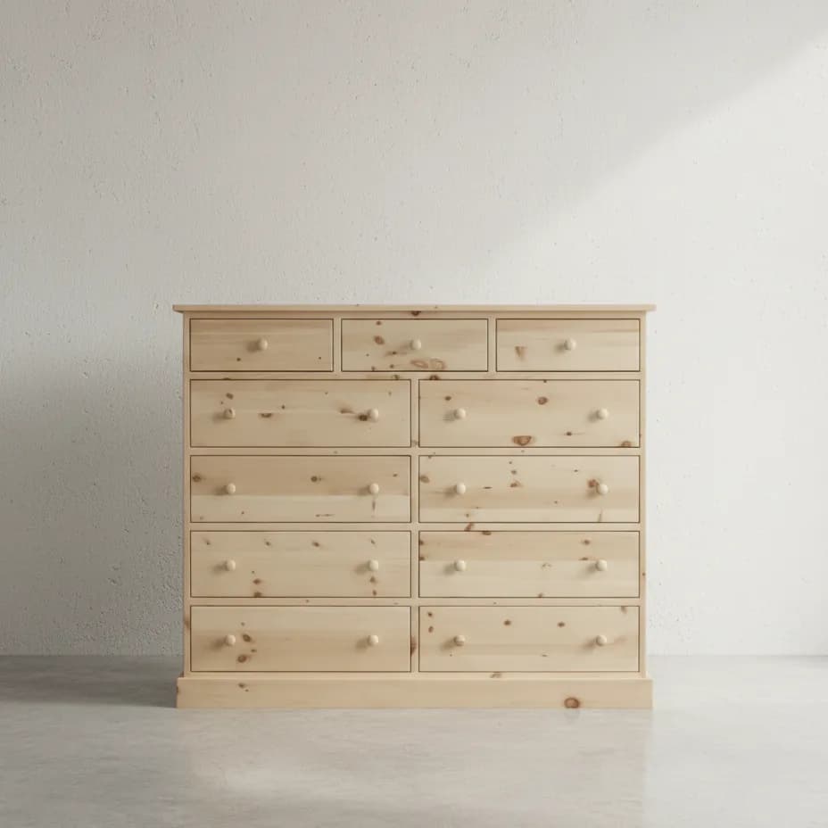 penwood furniture cottage 11 drawer mule chest ct21 face on horizontal