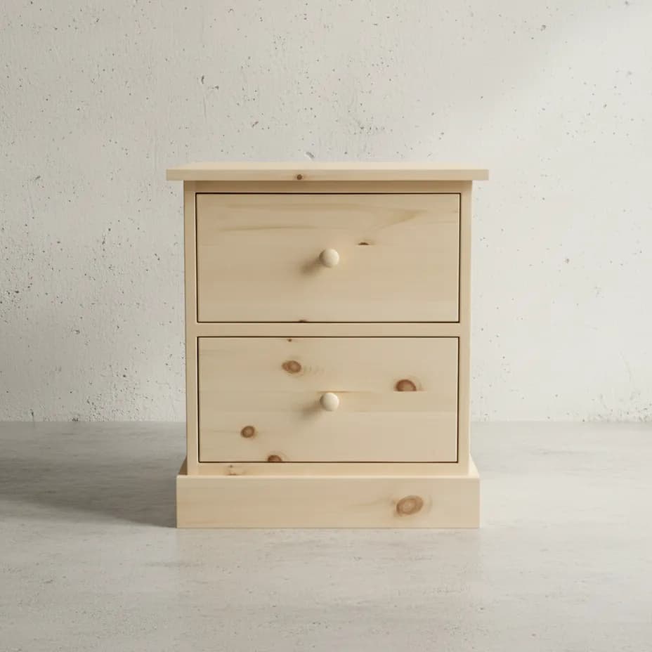 penwood furniture cottage 2 drawer night stand ct12 face on horizontal