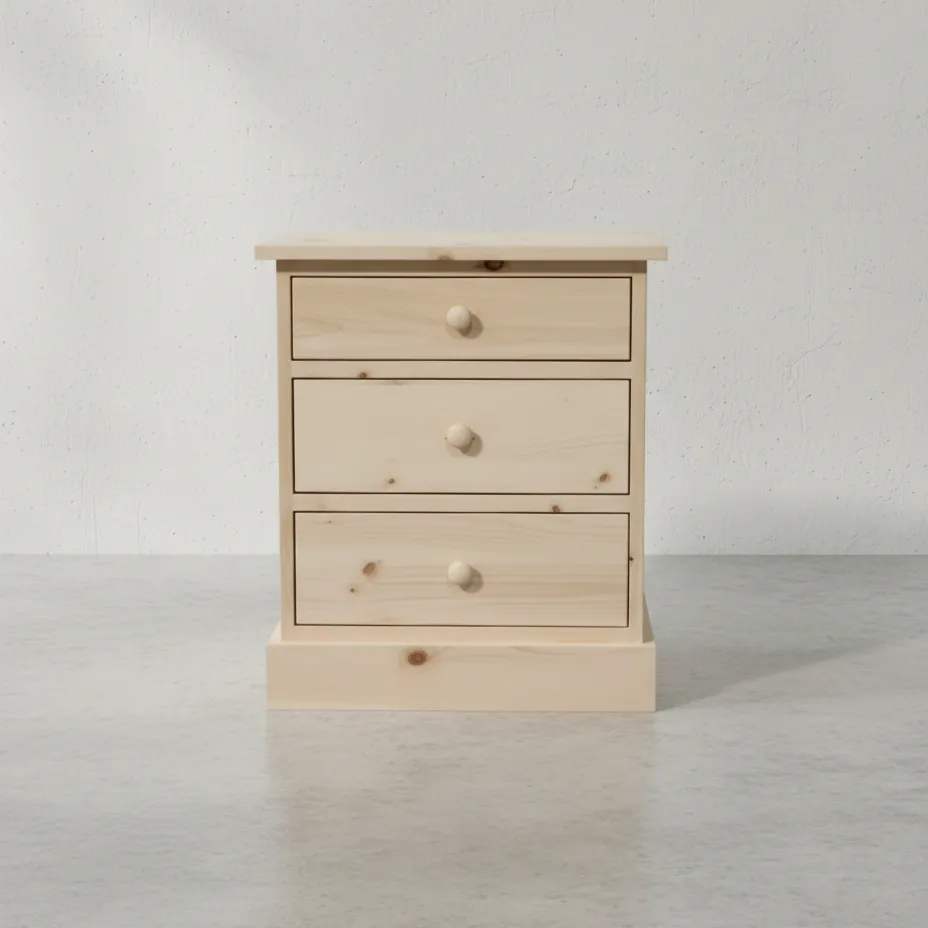 penwood furniture cottage 3 drawer night stand ct13 face on horizontal
