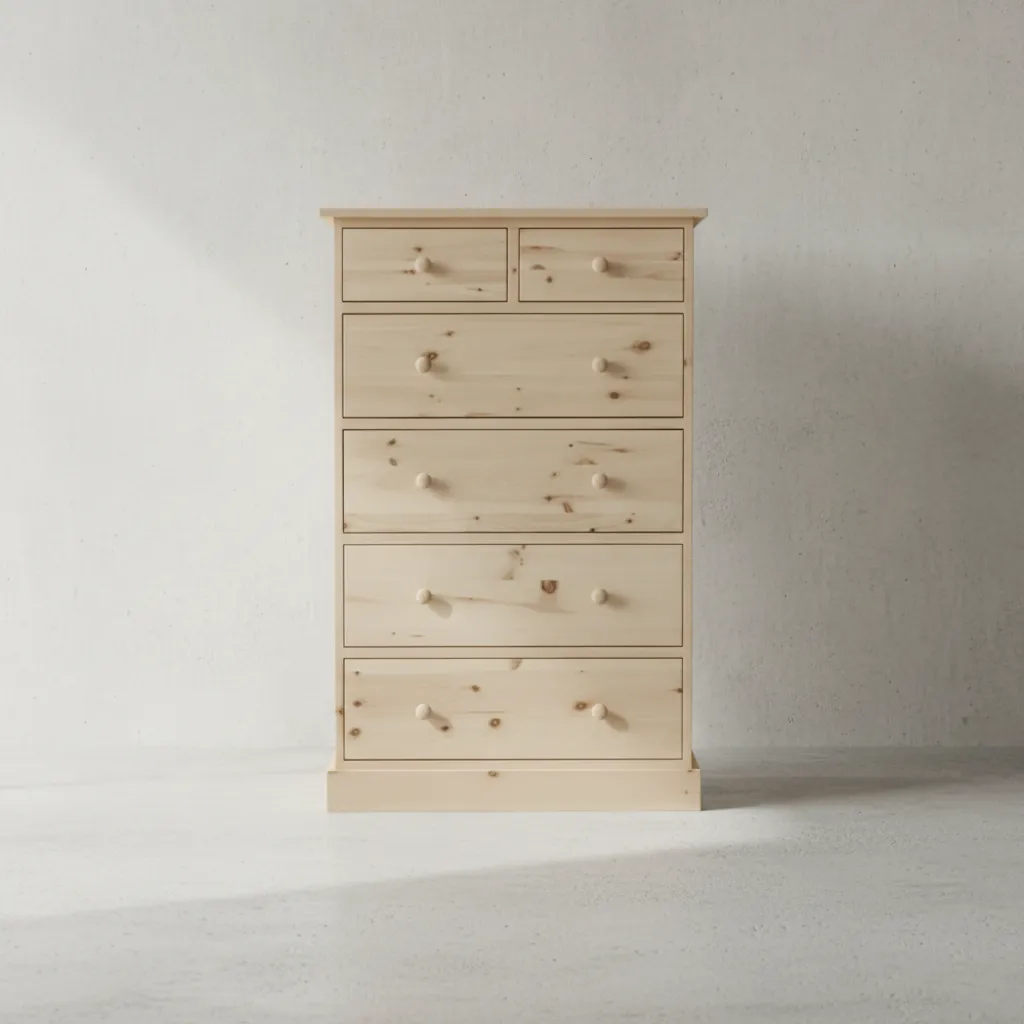 penwood furniture cottage 6 drawer hiboy ct16h face on horizontal