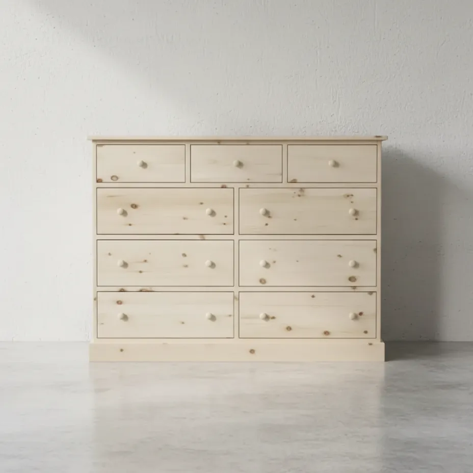 penwood furniture cottage 9 drawer mule chest ct20 face on horizontal