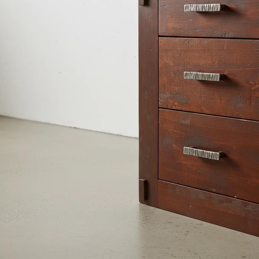 penwood furniture homestead 3 drawer night stand medium close up