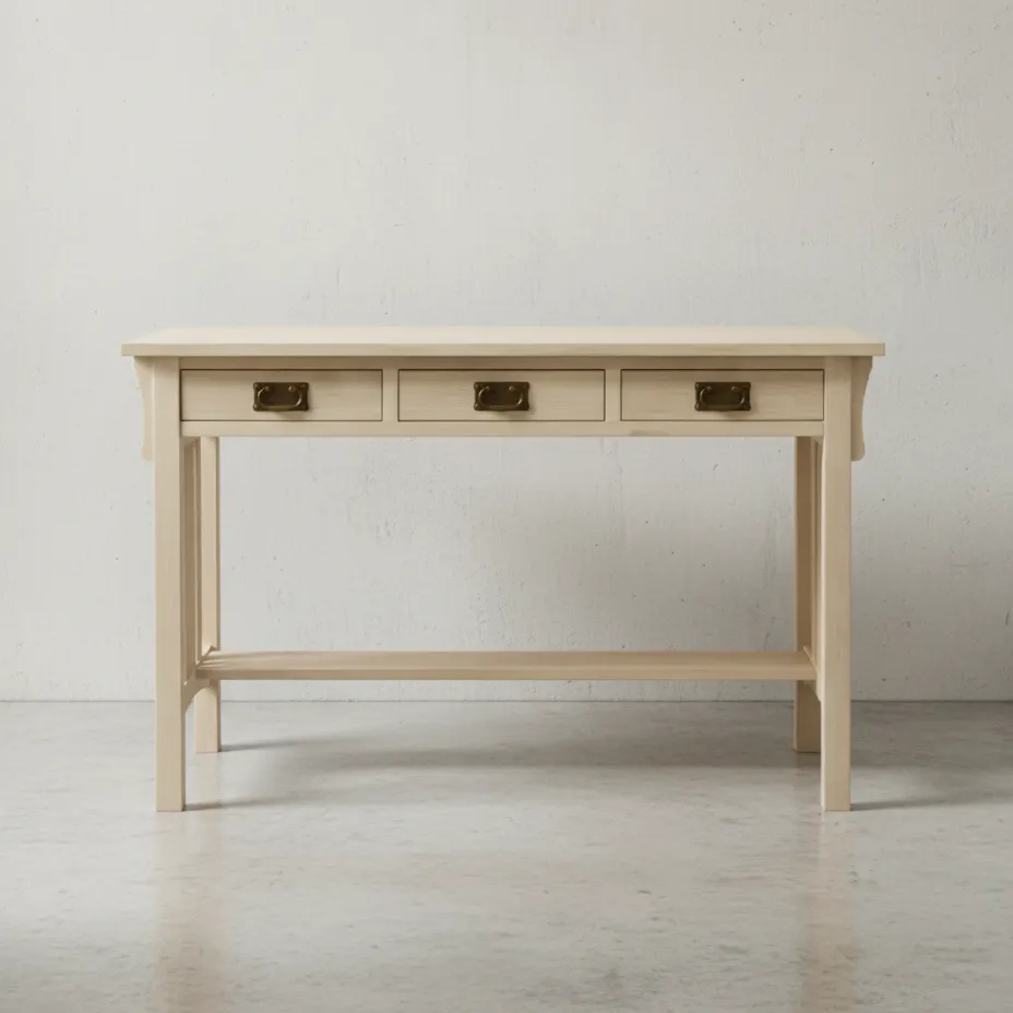 penwood furniture mission 3 drawer desk m2448d face on horizontal