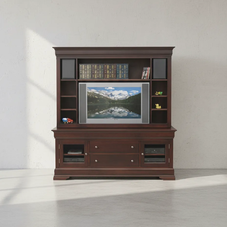 penwood furniture phillipe media stand with hutch phd74h face on horizontal