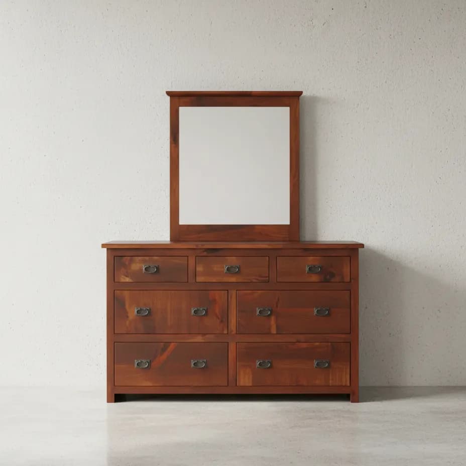 penwood furniture rustic 7 drawer dresser rdr6237 face on horizontal