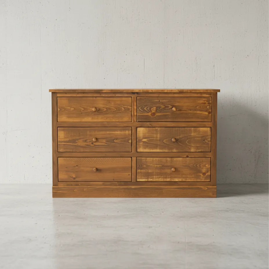 penwood furniture rustic barnboard 6 drawer dresser face on horizontal