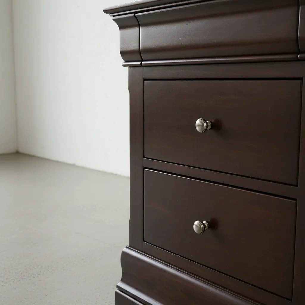 penwood furniture phillipe 3 drawer night stand medium close up