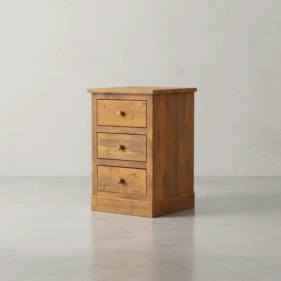 penwood furniture rustic barnboard 3 drawer night stand 45 degree angle