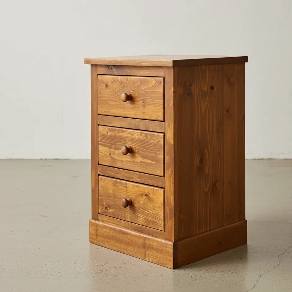 penwood furniture rustic barnboard 3 drawer night stand medium close up