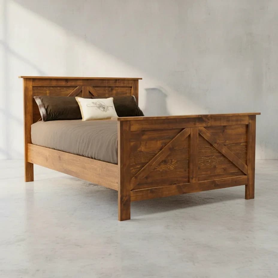 penwood furniture rustic barnboard bed high footboard 45 degree angle
