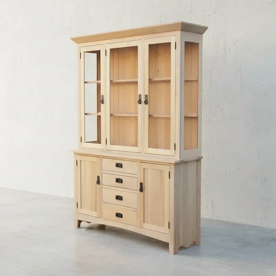 penwood furniture shaker 5 door and 4 drawer hutch buffet with crown s563 45 degree angle