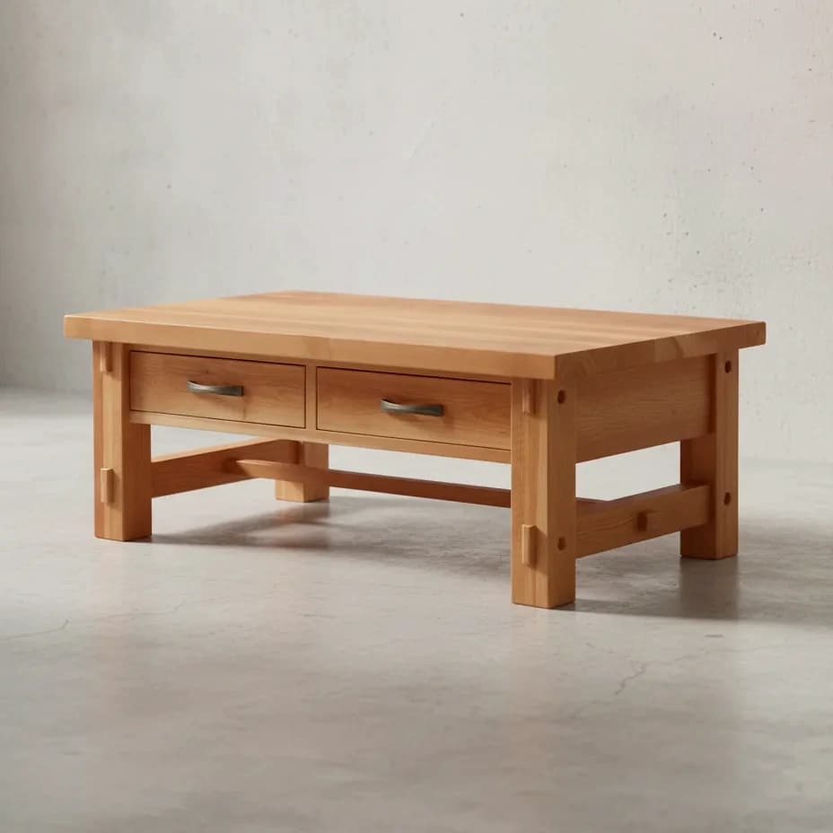 penwood furniture timber 2 drawer coffee table tco1950 45 degree angle