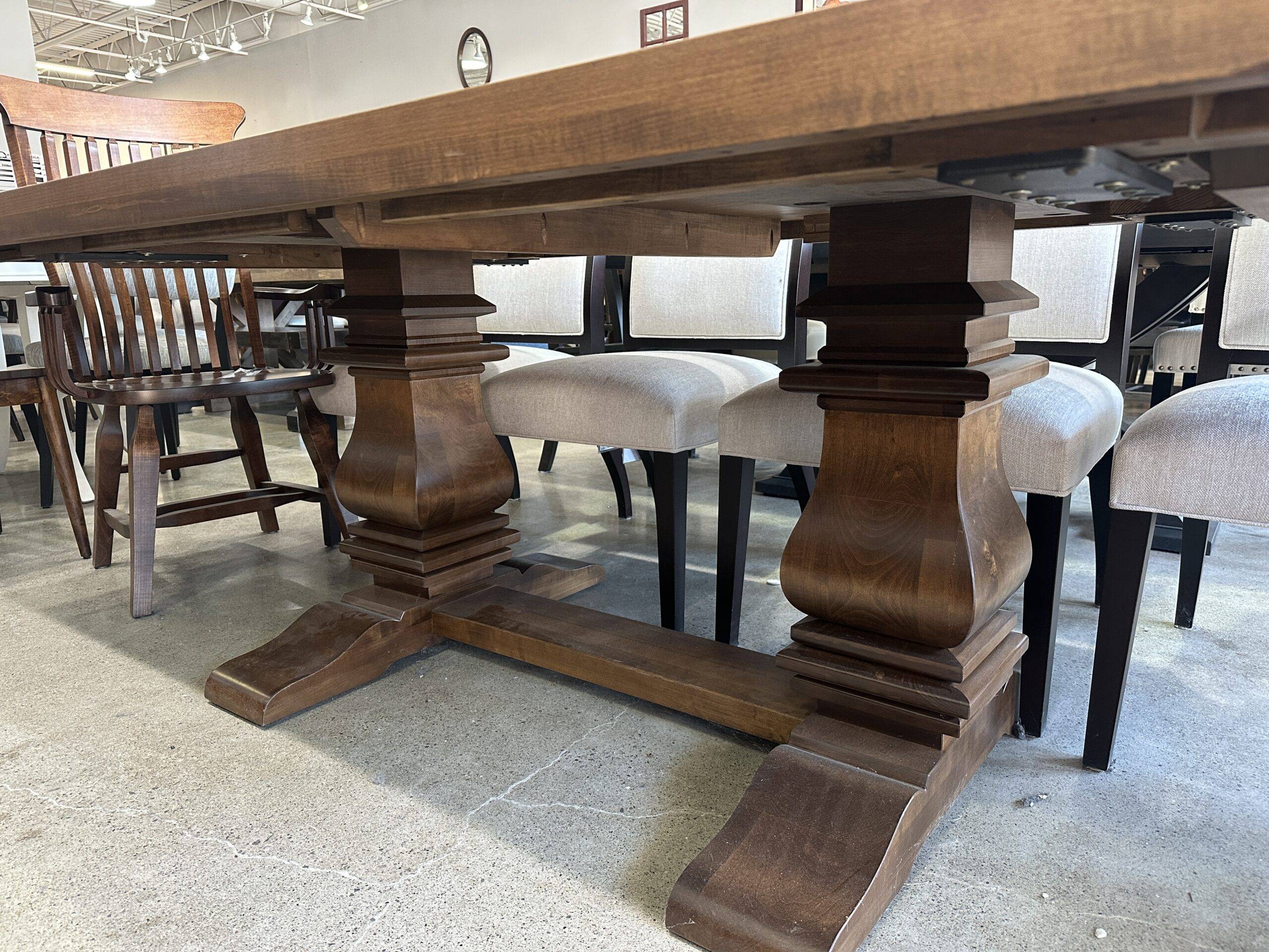 solid wood maple dining table pedestal image