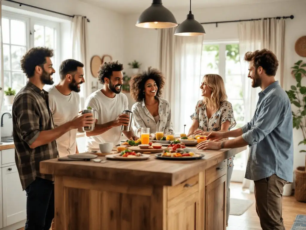 summer-party-at-solid-wood-kitchen-island