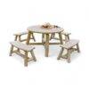 outdoor round dining table and curved outdoor log bench l504 and l525 martins custom woodwork 600x600 Photoroom