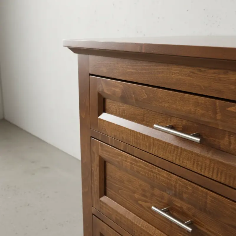 penwood furniture algonquin 5 drawer high boy medium close up