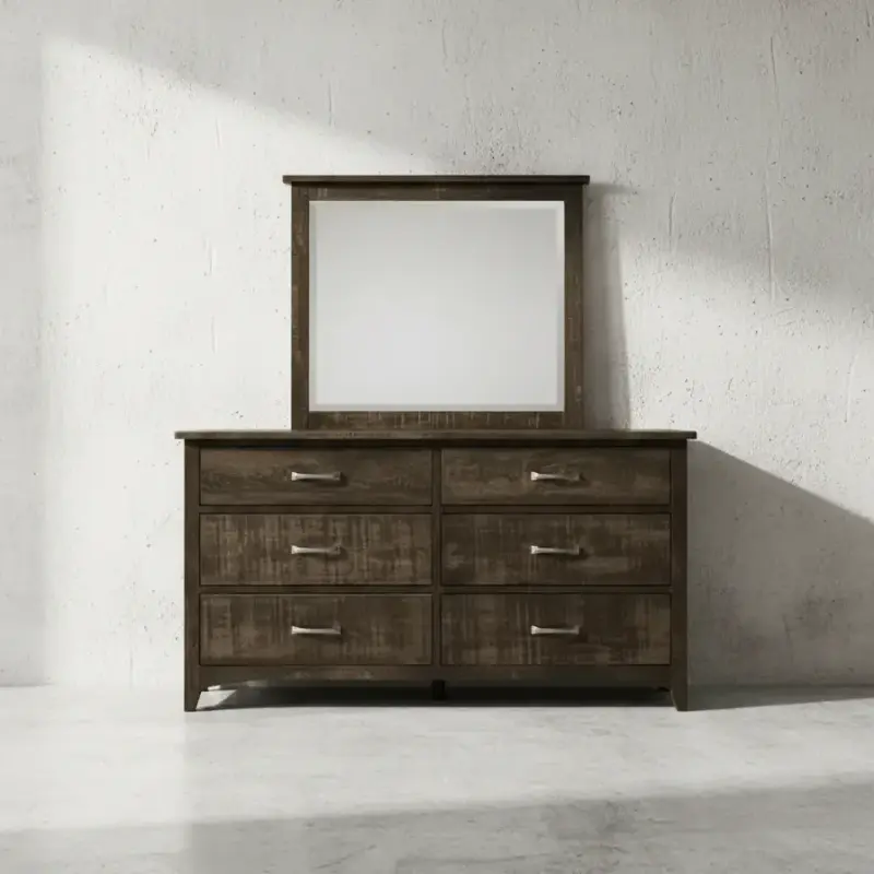 penwood furniture bancroft dresser with mirror 6 drawers face on horizontal