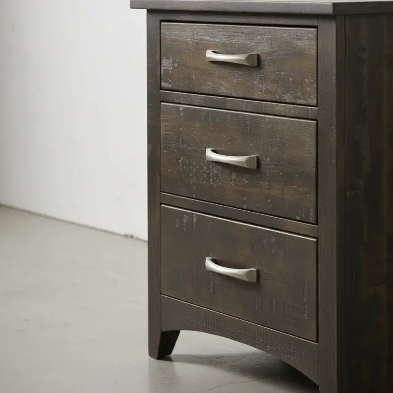 penwood furniture bancroft night stand 3 drawers medium close up