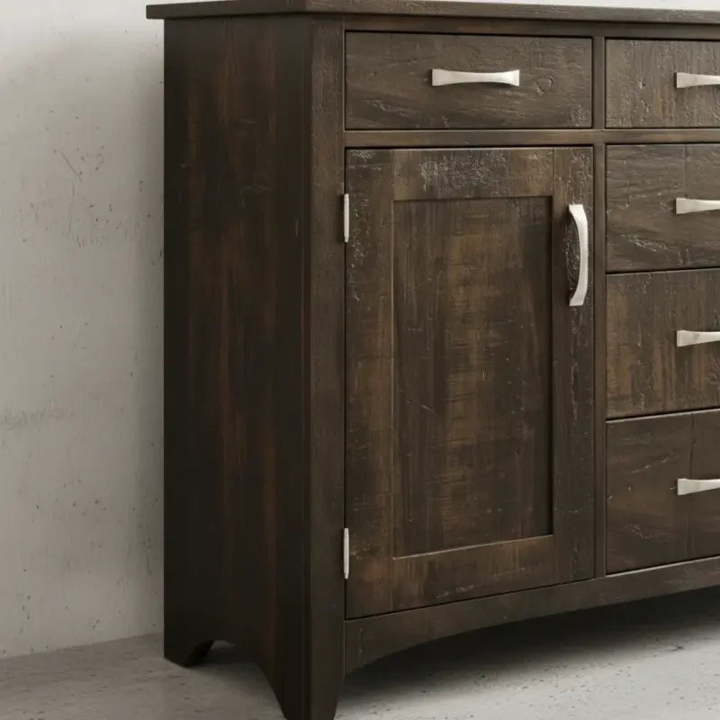 penwood furniture bancroft sideboard 6 drawer 2 door medium close up