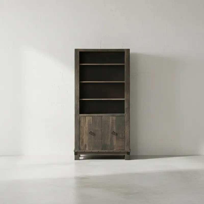 penwood furniture barrelworks bookcase with doors face on horizontal