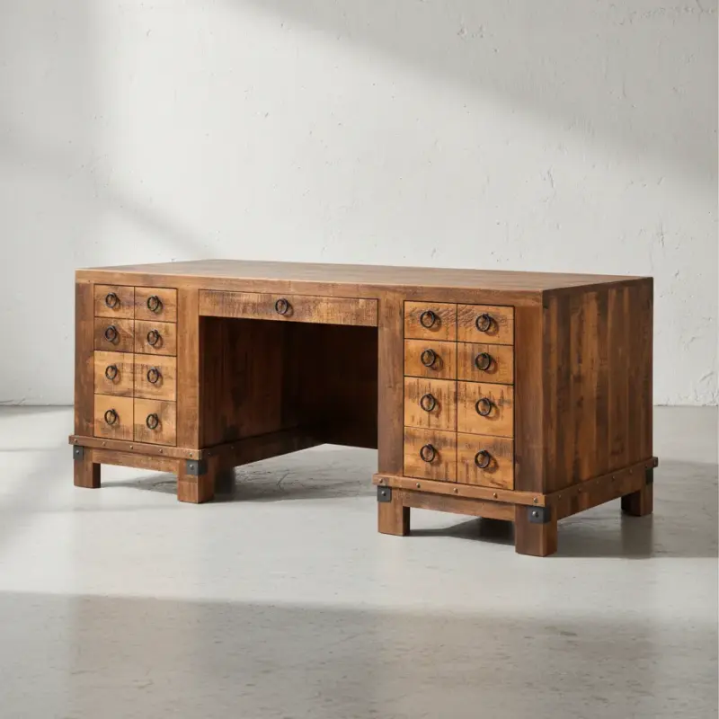 penwood furniture barrelworks executive desk 45 degree angle