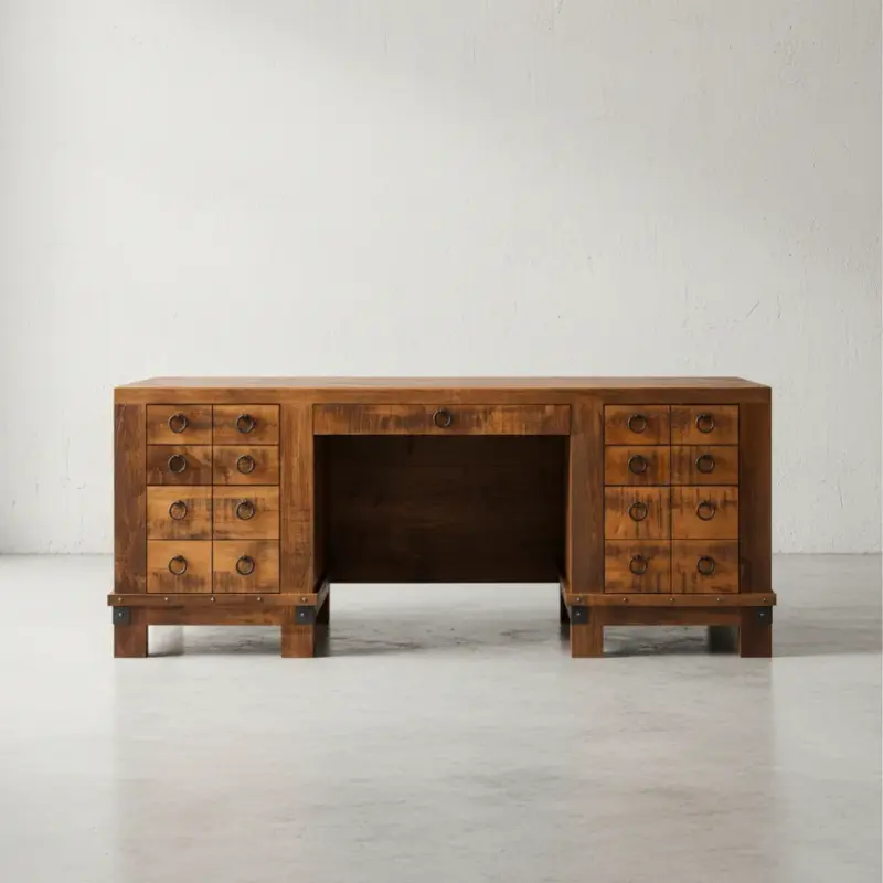 penwood furniture barrelworks executive desk face on horizontal
