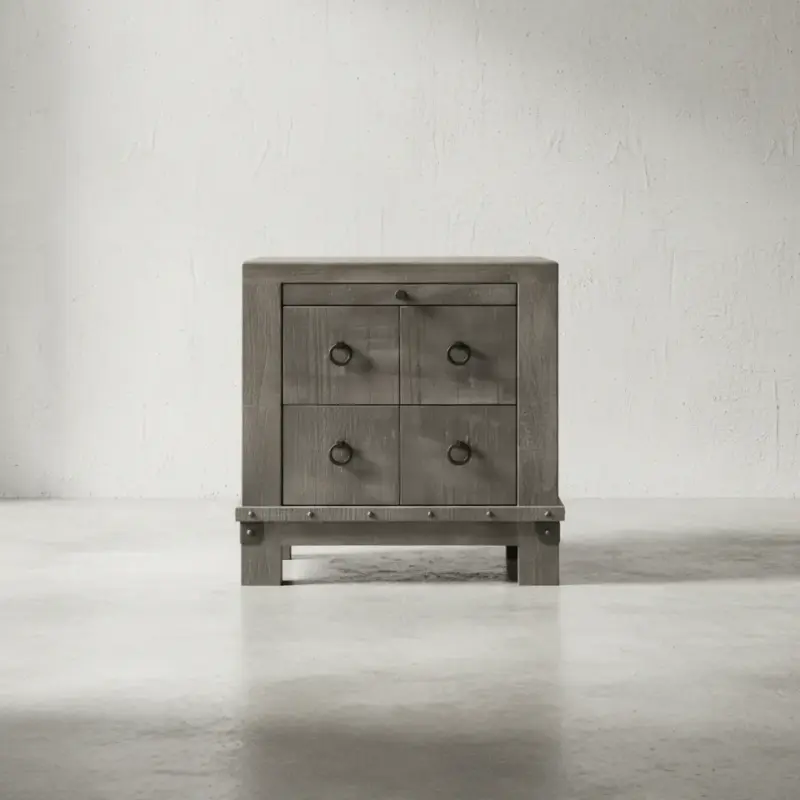 penwood furniture barrelworks night stand 2 drawers face on horizontal