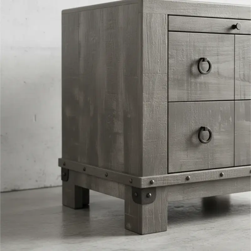 penwood furniture barrelworks night stand 2 drawers medium close up