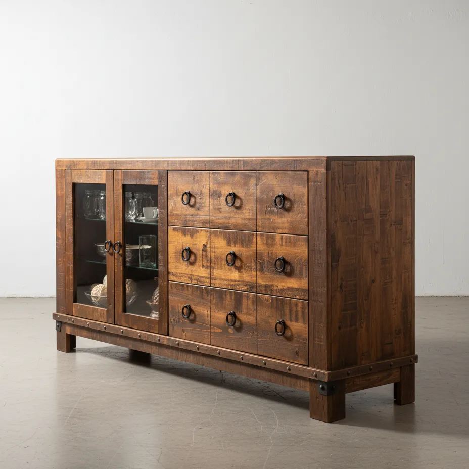 penwood furniture barrelworks sideboard 3 drawer 2 door 45 degree angle