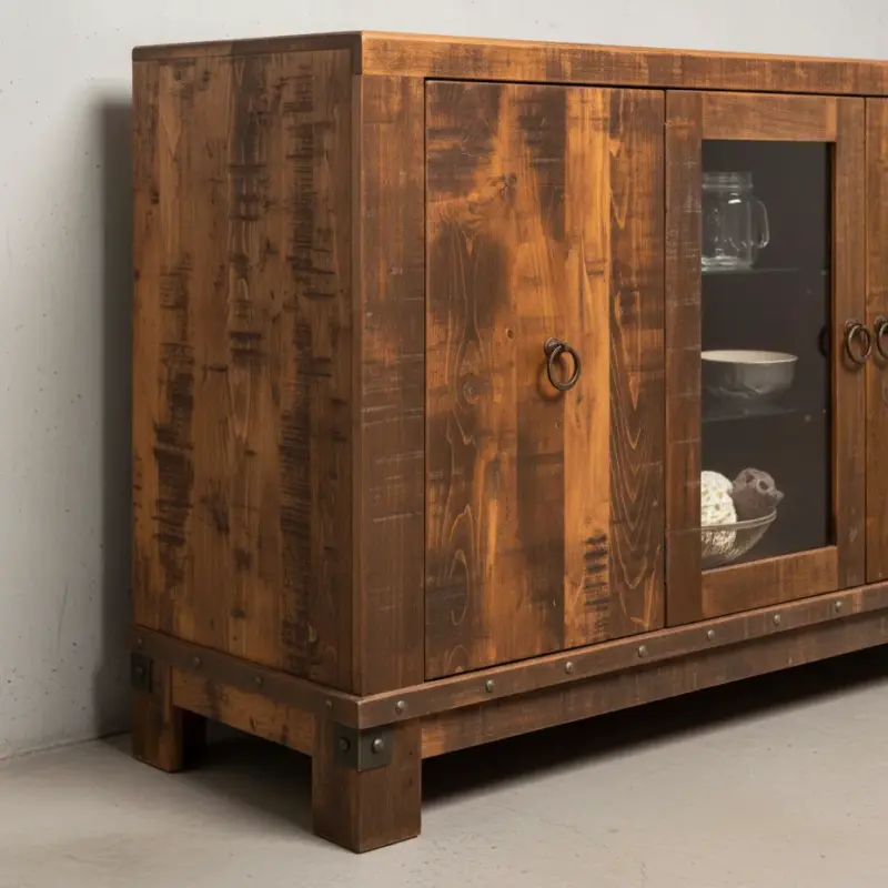 penwood furniture barrelworks sideboard 4 door medium close up