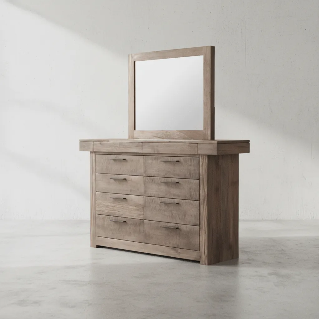 penwood furniture baxter dresser with mirror 10 drawers 45 degree angle