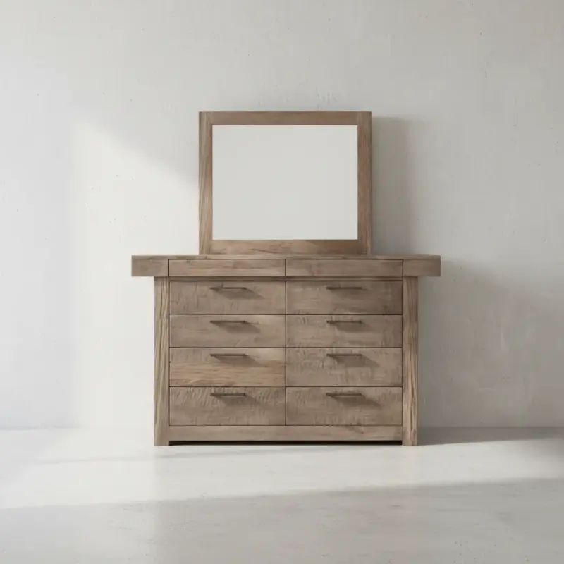 penwood furniture baxter dresser with mirror 10 drawers face on horizontal