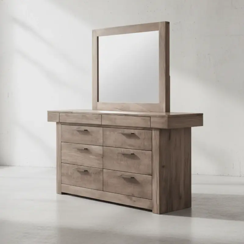 penwood furniture baxter dresser with mirror 8 drawers 45 degree angle
