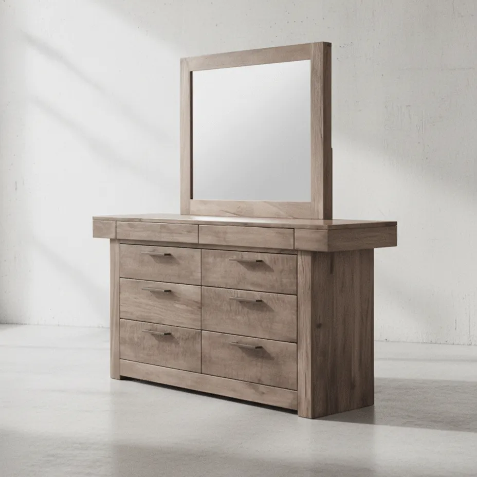 penwood furniture baxter dresser with mirror 8 drawers 45 degree angle