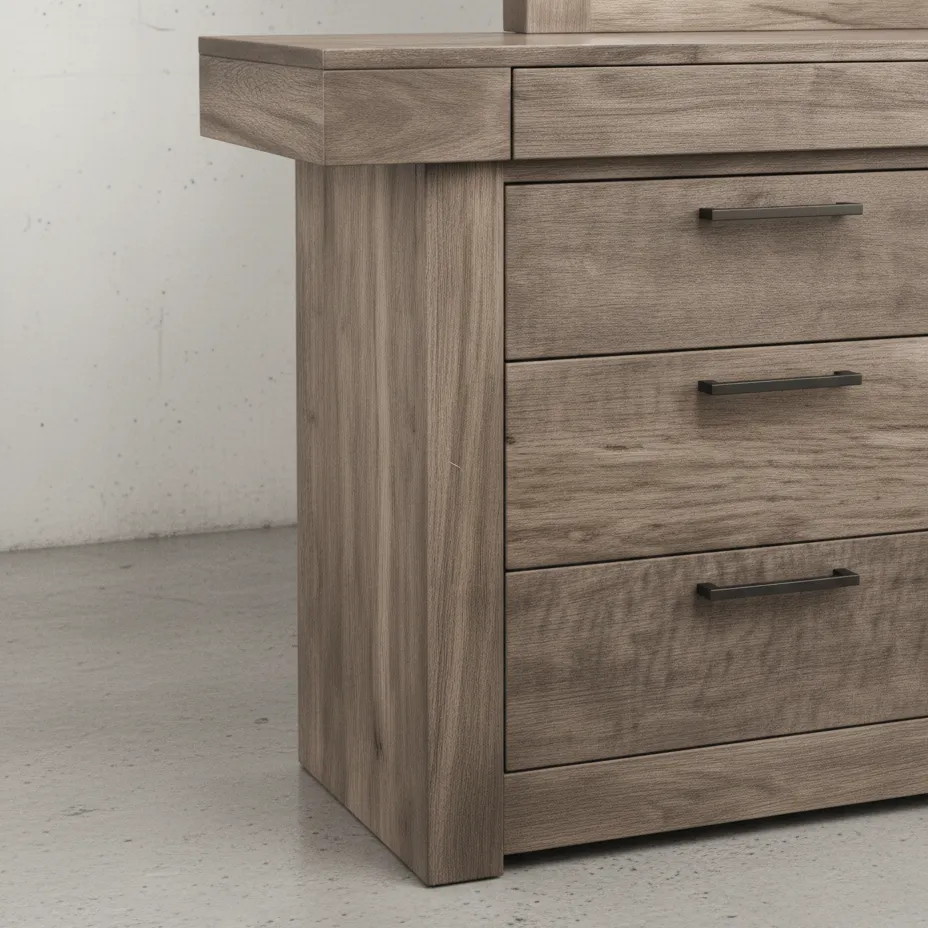 penwood furniture baxter dresser with mirror 8 drawers medium close up