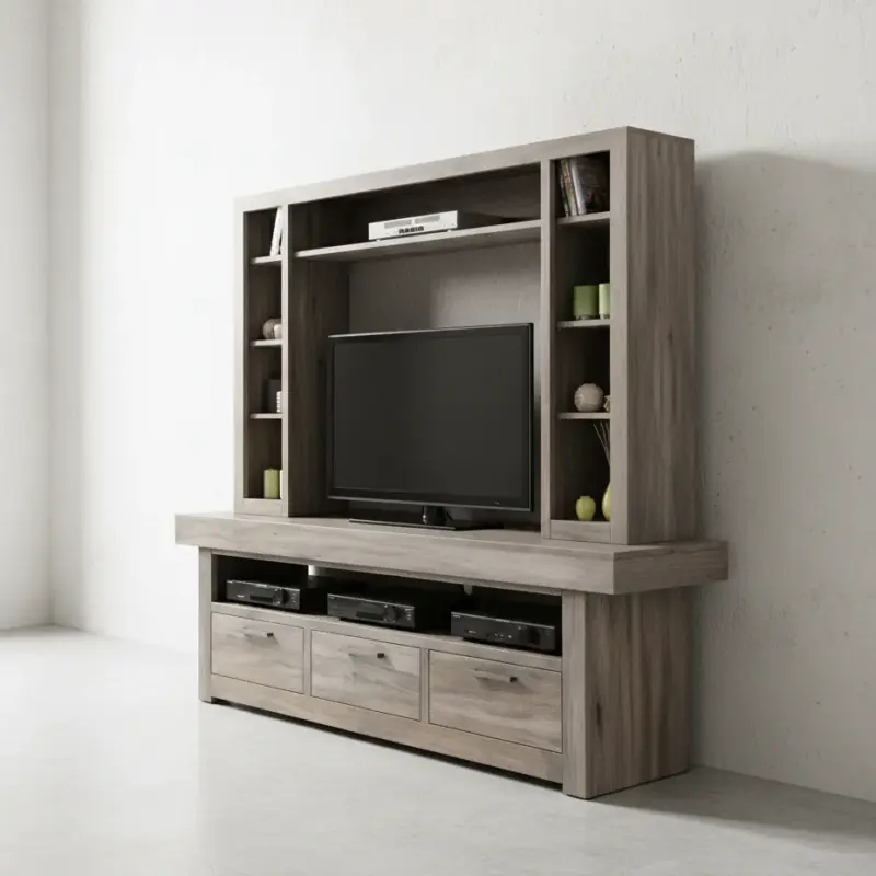 penwood furniture baxter tv stand with hutch 45 degree angle
