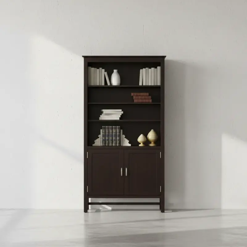 penwood furniture brooklyn bookcase with doors face on horizontal