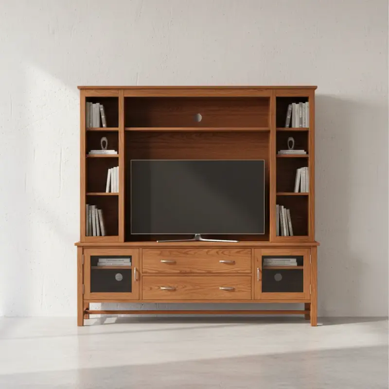 penwood furniture brooklyn media stand with hutch brhd74h light face on horizontal