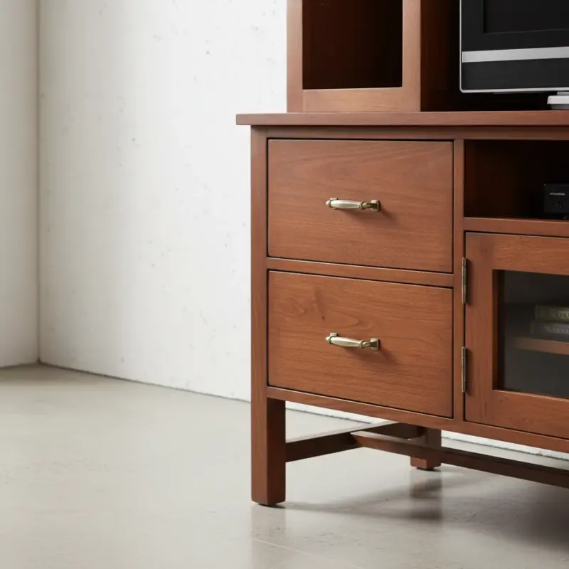 penwood furniture brooklyn media stand with hutch brhd74h light medium close up