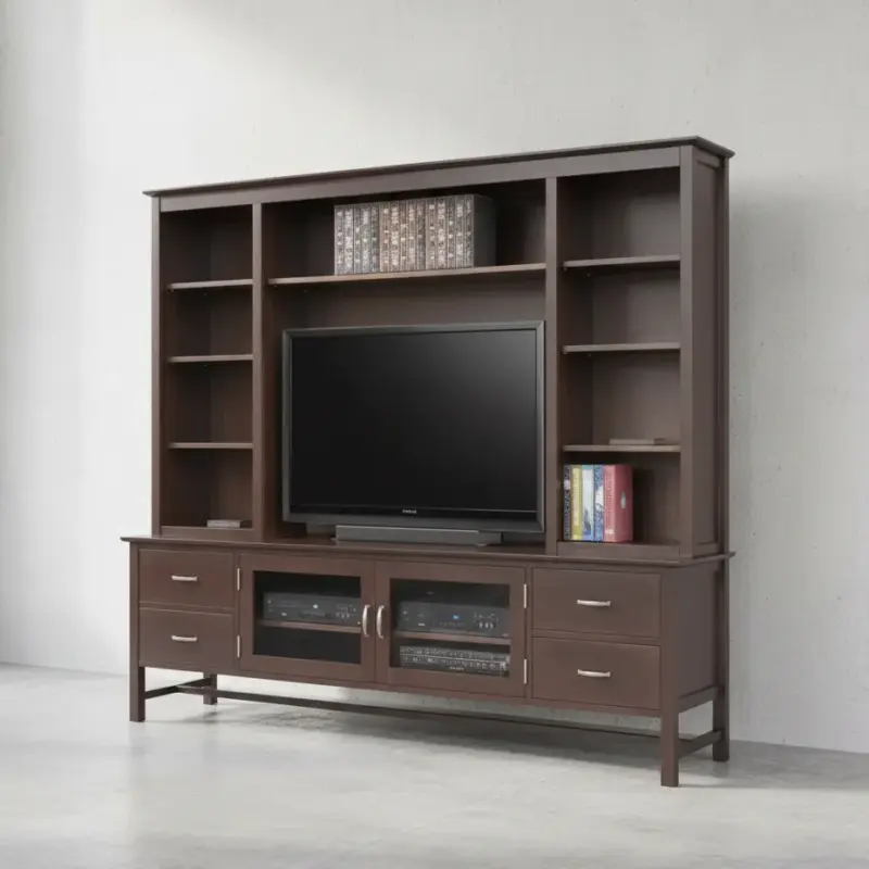 penwood furniture brooklyn tv stand with hutch 45 degree angle