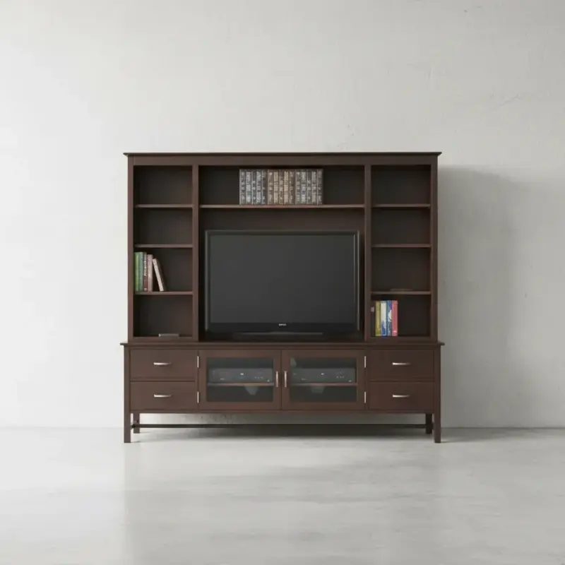 penwood furniture brooklyn tv stand with hutch face on horizontal