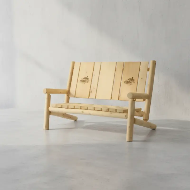 penwood furniture cedar branded back bench 45 degree angle