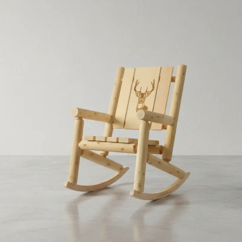 penwood furniture cedar branded back rocking chair 45 degree angle