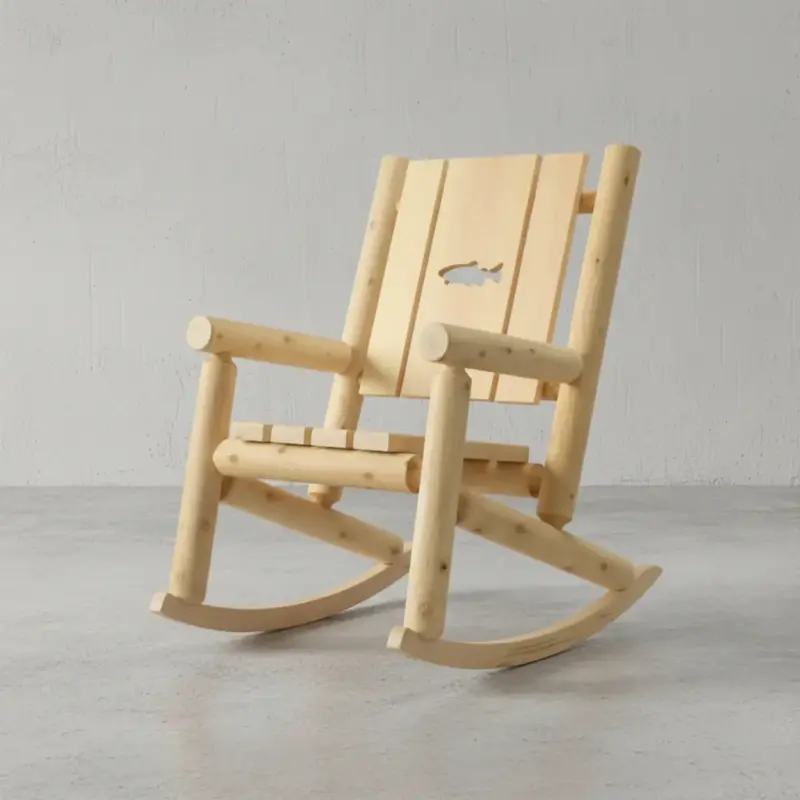 penwood furniture cedar cut back rocking chair 45 degree angle