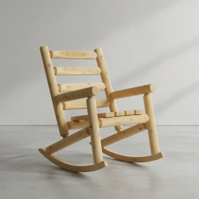 penwood furniture cedar ladder back rocking chair 45 degree angle