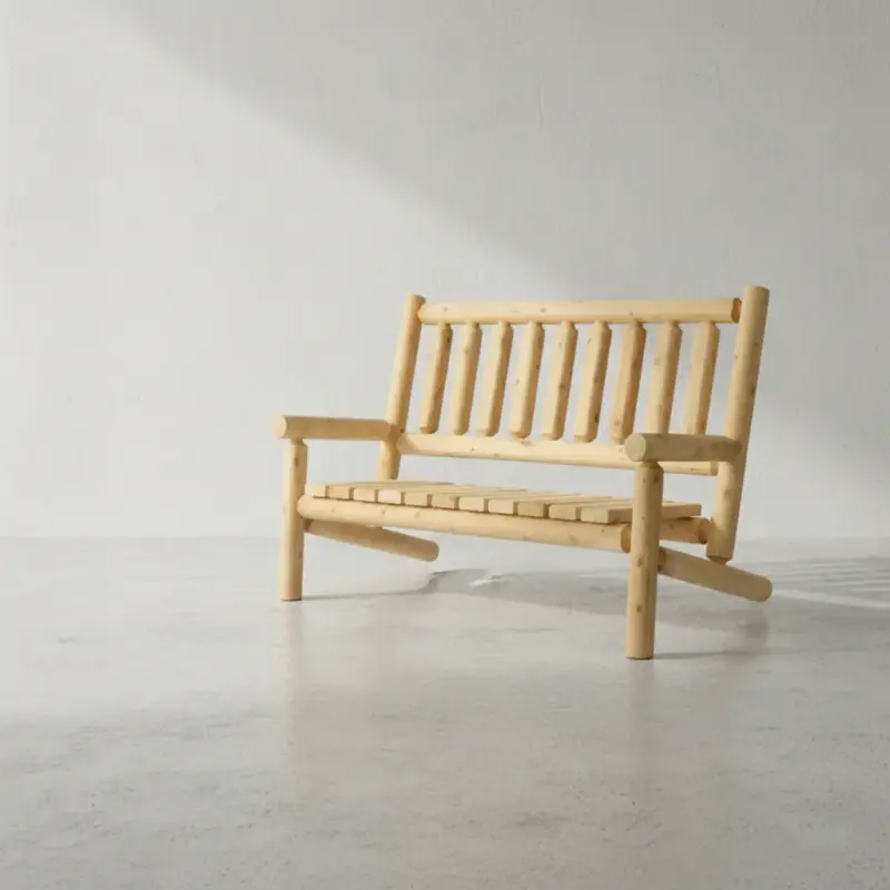 penwood furniture cedar log bench 45 degree angle