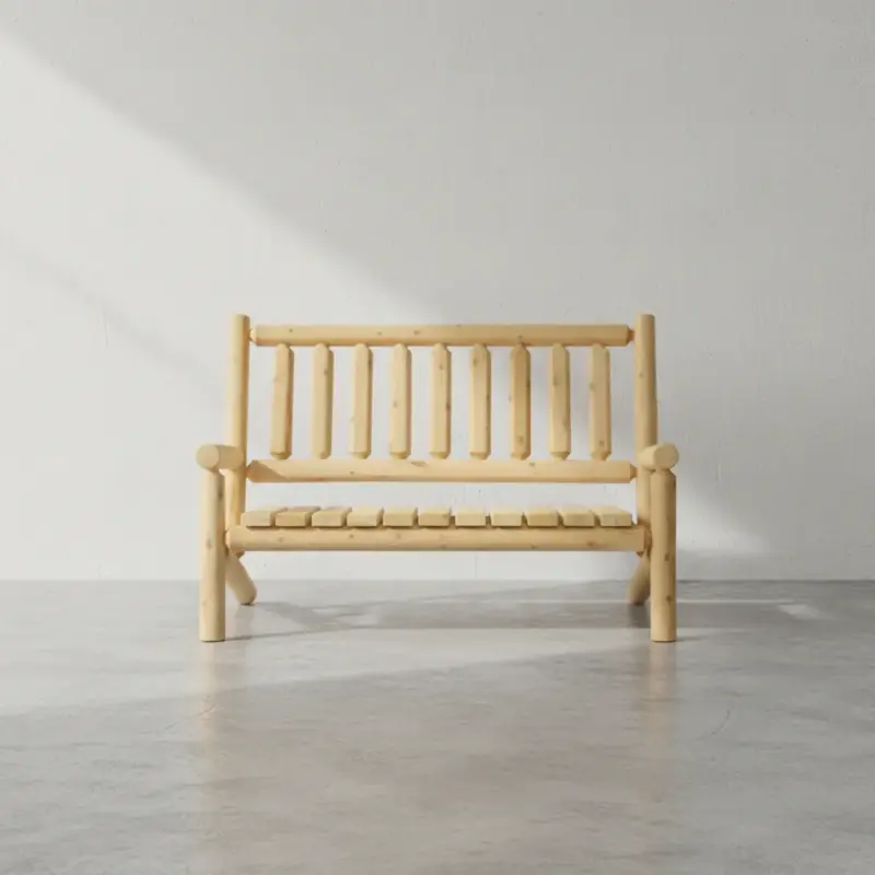 penwood furniture cedar log bench face on horizontal