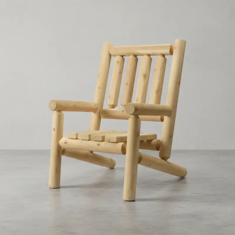 penwood furniture cedar log chair 45 degree angle