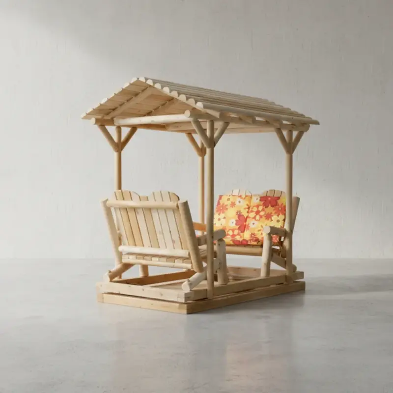 penwood furniture cedar log glider with roof 45 degree angle